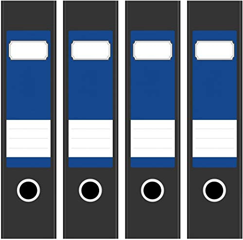 Ordneretiketten | 4 Aufkleber für breite Akten-Ordner | Farbe Kräftiges Blau | selbstklebende Design Akten-Etiketten | Deko Sticker für Rückenschilder Ordnerrücken | zum Beschreiben