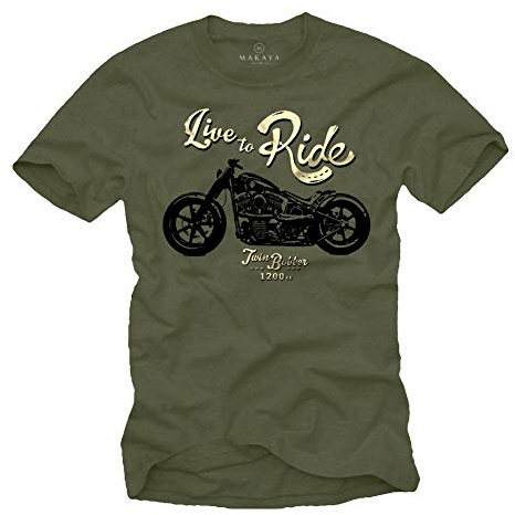 MAKAYA Ropa Moto Hombre - Camiseta con Mensaje Life TO Ride