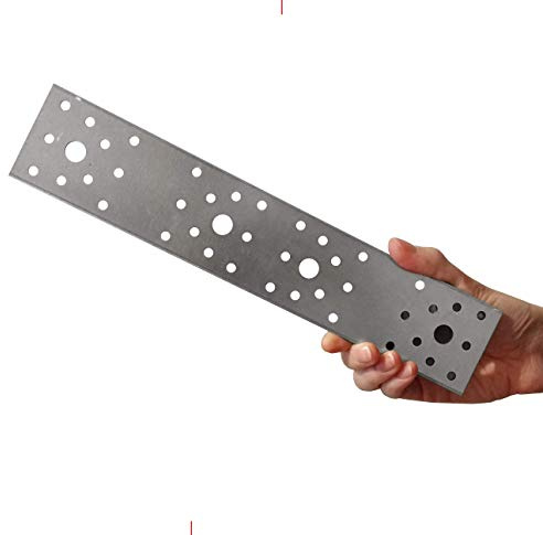 Flat Mending Plates for Wood, 280x55mm, 2.5mm Heavy Duty, Pack of 5, Galv | Galvanised Steel Metal Joining Plates, Sleeper Brackets, Flat Brackets for Fence Timber Fixing, Perforated Repair Connector
