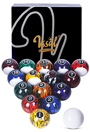 VSSAL Billardkugeln Set Billardtisch Kugeln Marmor Swirl Stil 16 Bälle Set