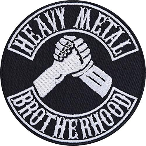 Heavy Metal Patch Heavy Metal Bruderschaft Brotherhood Aufnäher/Bügelbilder Biker Jeans Flicken zum annähen/aufbügeln | Applikation Kutten/Outdoor | 90x90mm