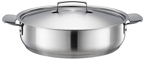 Fiskars Bräter mit Deckel, Ø 28 cm, Beschichtet, Für alle Kochfelder geeignet, Recycelter Edelstahl, All Steel, Silber, 1064749