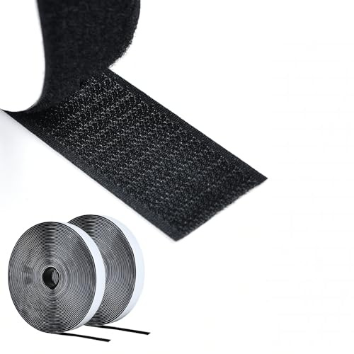AiQInu kardborreband, självhäftande, 5 m kardborreband, extra stark dubbelsidig, 30 mm bred, självhäftande dyna, innehåller kardborreband och krokband, kan användas för hushåll, gör-det-själv och