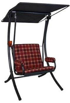 Angerer Hollywoodschaukel 1-Sitzer Royal - Gartenschaukel Made in Germany - Schaukel zum Sitzen und Entspannen - einfache Montage (Bordeaux kariert)