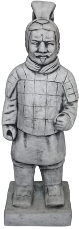 gartendekoparadies.de Terrakotta-Krieger, Steinfigur, 61 cm, 17 kg, Grau | Steinguss, Frostsicher für Aussenbereich, Asiatische Gartendeko