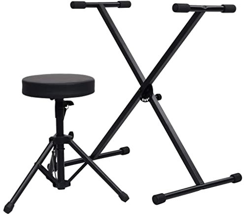 INLIFE Keyboardständer und Hocker Set Schwarz,5.2kg,70095