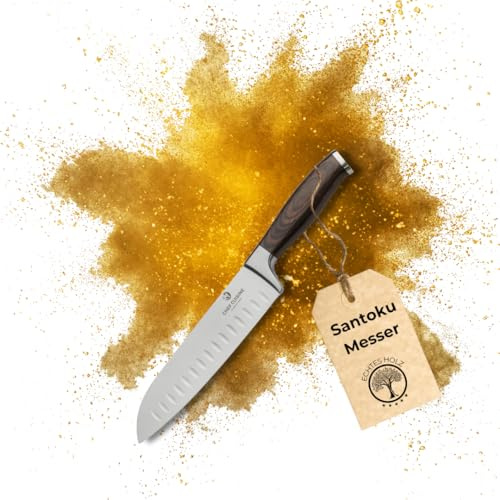 CHEF CUISINE Santoku-Messer, Klingenlänge 180 mm, Spezieller Klingenstahl, Eisgehärtet, Handgeschliffen & poliert, Fugenlose Verbindung, Ergonomischer Griff