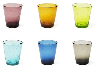 Excelsa Color Bubble Lot de 6 verres à eau, verre coloré en pâte, capacité 300 ml.