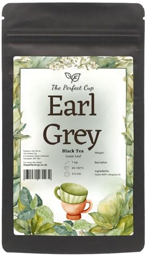 Earl Grey Loose Leaf Black Tea with Bergamot Oil, Rich & Citrusy, 250g | Fragrant black tea with an intense citrus-floral aroma and deep, refreshing character, packed in a dark resealable pouch.