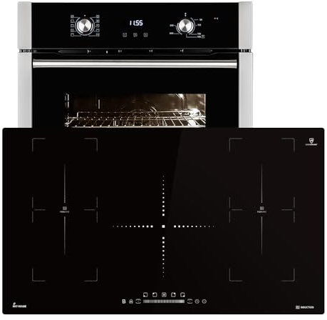 Cuisinière: 60cm Four encastrable EB8010ED + 90cm Plaque Induction IH89005FZ | Gril | Circulation de l'air | Air chaud | Tiroirs télescopiques | Timer automatique | SET8010IH890FZ