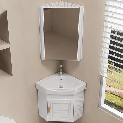 LLYLAFDC Lavello Piccolo Ad Angolo,Lavello da Cucina in Ceramica, A Parete Lavello da Bagno, Mobile Lavatoio Lavanderia,a Vasca Singola Lavabo Triangolare,Liscio, Durevole, Antiruggine(White,43cm)