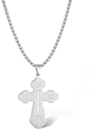 SIPURIS Orthodoxe Kreuz-Halskette für Männer, Jesus Christus, orthodoxer Kruzifix-Anhänger, Edelstahl, religiöser, christlicher Schmuck, Geburtstagsgeschenk
