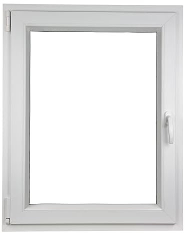 ALUCON Fenster 700x1000 mm – Kunststofffenster 70x100 cm – Flügelfenster Innen Weiß/Außen Weiß – DIN Links