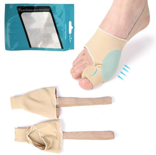 EIHI 2 Stück Hammerzehen Korrektur, Hallux Valgus Zehenspreizer mit Ballenschutz, Hammerzehenpolster, Hallux Valgus Einlagen mit Anti-Rutsch Gürtel
