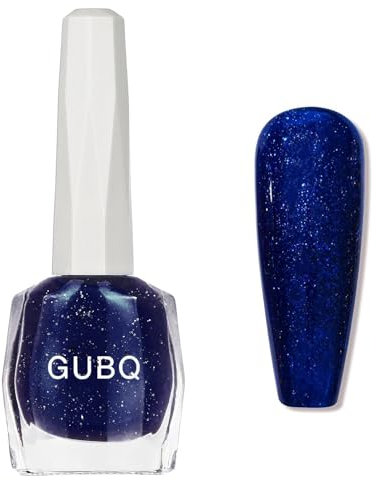 Glitter Flash Blue Nail Polish - Quick Drying & Long-Lasting No Baking Needed Easy to Apply for Women
