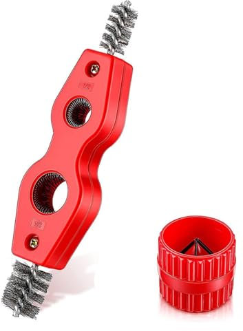 Pulitore per Tubi di Rame,4 in 1 Spazzola per Sbavatura,Spazzola di Prolunga per Tubi 2PC Strumento di Sbavatura Efficiente per Tubi di Rame Tubi in PVC Tubi in Acciaio Interni Ed Esterni