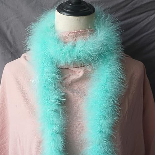 Anevous Federboa Länge ca. 2m, Einfarbig Feder Boa Federstola Federschal Kostüm-Accessoire, Federstreifen Hochzeit Dekorationen für 20er Jahre, Karneval, Halloween, Mottoparty Tee Party,Blaugrün