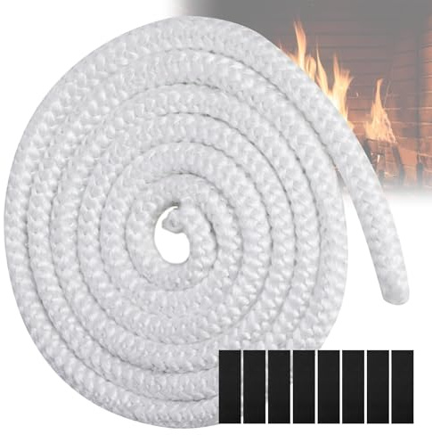 Junta refractaria, GeeRic Junta Puerta Chimenea Línea de Sellado para Puerta Chimeneas, Tubo de Humo Tira de Sellado Resistente Al Calor Φ12mm*2.5m