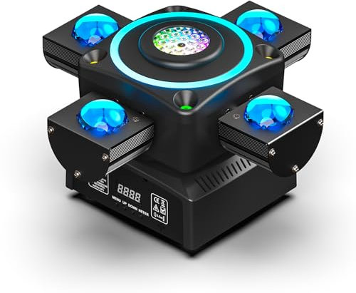 100W Moving Head LED Disco Licht Scheinwerfer RGBW Partylicht LED Strahler mit 4 Lichtarmen für DJ Bar Geburtstag Disco Hochzeit Partykeller Bühnenlicht