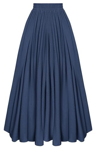 SCARLET DARKNESS Jupe Longue Médiévale pour Femme, A-Line d'hiver à Taille Élastique
