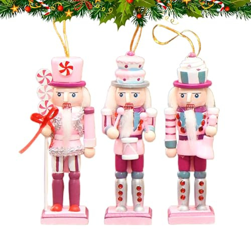 Ensemble De Soldats Casse-Noisette, Figurines De Casse-Noisette De Vacances, Décorations De Casse-Noisette Roses, Casse-noisettes D'arbre De Noël Avec Un Attrait Festif Traditionnel Pour La Table De F