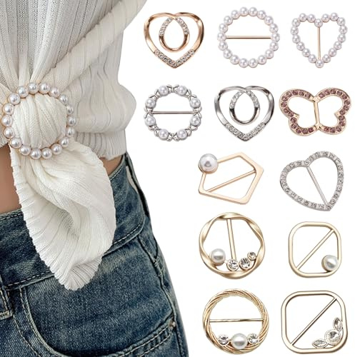 BEKKLPOU Stück Strass Schal Ringschnalle, Kleidung Ecke Geknotet Schnalle Damen Schalringschnalle Damen Metall t Shirt Clip Geknotete Ringschnalle Gürtelschnalle (Glücksschmetterling)