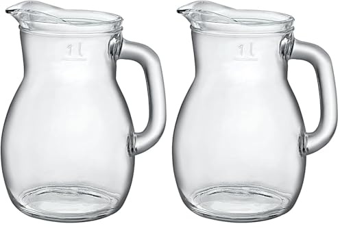 Rocco Bormioli Bistrot Jug, 33.75 Ounce, lt.1, Transparant, Unica (Confezione da 2)