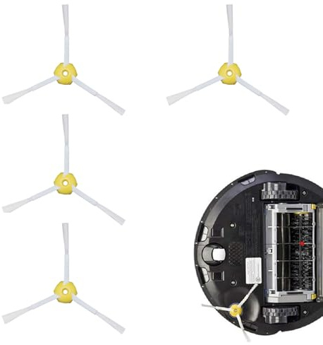 Pack de 4 Cepillos de Repuesto para iRobot 600/700/800/900 Series | 3 Cepillos Laterales | Compatibles con los Modelos 614, 675, 692, 677, 850, 860, 865, 870, 880, 885, 890, 960