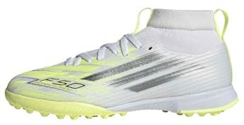 adidas Unisex Kinder F50 SPARKFUSION League Mid Cut Turf Football Shoes Kids, FTWR White/Iron met./hi-Res Yellow, 36 EU