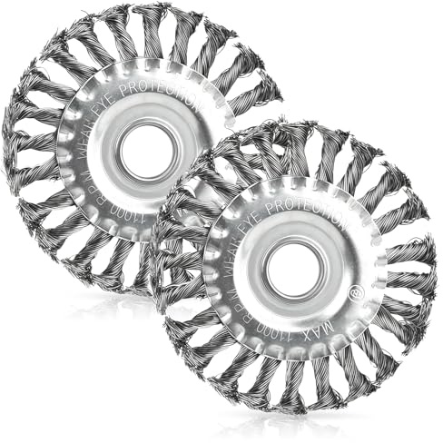 Brosse Metallique pour Perceuse, Jeu 2 Brosses Métalliques Meuleuse Ø125x22 mm, Brosse Metallique Meuleuse avec poils brosse métallique tressés Rouilles Peinture Métaux Bois