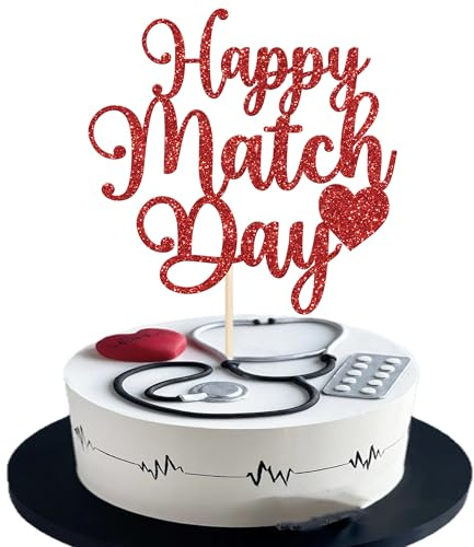 1 Stück Happy Match Day Kuchen Deko Gratulation zum Matching Tortendeko Sie passen zu Medical Cake Topper für Krankenpflege Schule 2025 Abschluss Kuchen Dekorationen Rot