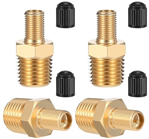 4 adattatori in ottone per gonfiaggio pneumatici, connettore per compressore d'aria portatile, 1/4 Npt (M) a valvola Schrader standard (M), per compressore d'aria portatile per auto, tubo dell'aria