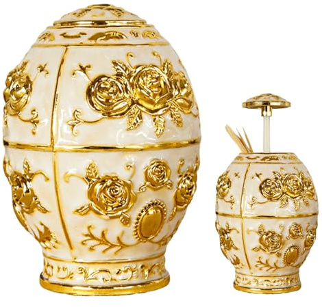 Dispensador de palillos de dientes automático retro, elegante aleación de zinc, soporte para palillos de dientes plegable con estampado floral, caja de palillos de dientes decorativa portátil para el