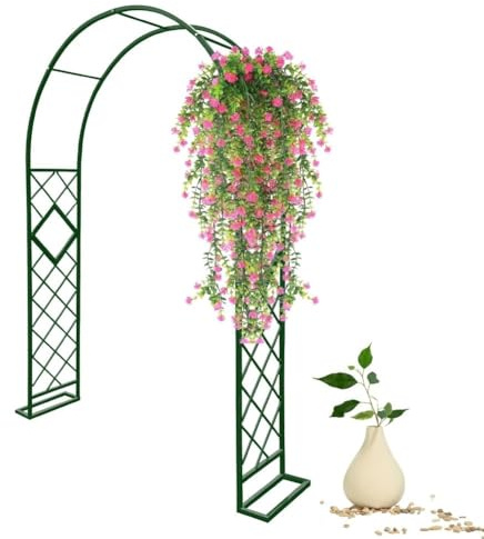 GAOBINGB Arco de jardín de Metal para Rosales trepadores, Ancho Ajustable de 140 a 340 cm, Arco de Enrejado para Exteriores para Bodas y Eventos, Color Verde, Altura: 240 cm, Ancho: 180 cm