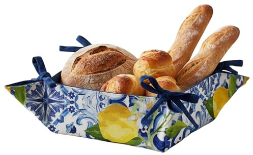 MOORG Brotkorb aus Baumwolle, Brothalter mit verschiedenen Designs, Brotkorb 20 x 20 x 9 cm