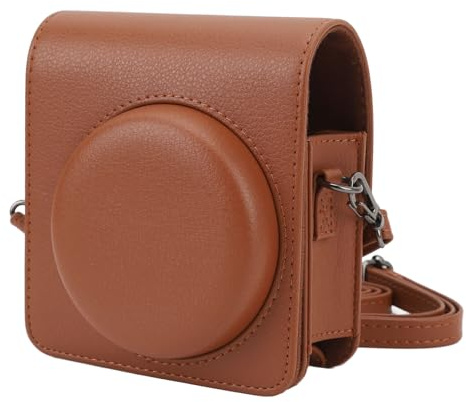 Instant Camera Bag, Vintage PU Leather Instant Camera Bag Versatile with Strap for Storage (Brown)