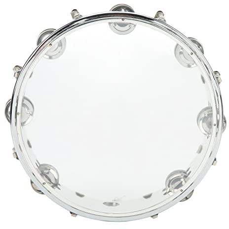 SPYMINNPOO Handtrommel mit Einstellbarem Ton, 10-Zoll-Handtrommel, Doppelte ABS-Glocke für Live-Show, Karaoke, ABS-Metall (Transparent)