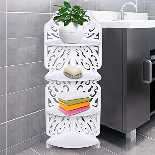 Shinpeed Étagère d'angle debout à 4 niveaux pour salle de bain, douche, étagère de salle de bain, support de plantes, 19 x 19 x 80 cm, blanche
