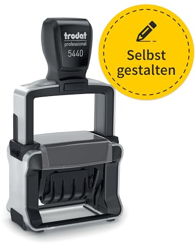 Trodat Professional 5440 Stempel 49x28mm - 6 Zeilen - personalisierbar | Trodat Professional 5440 Datumstempel, 49x28mm, personalisierbar mit Text und Logo, Datum verstellbar