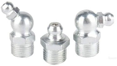Raccordo per ingrassatore, Ingrassatore in ferro zincato Filettatura maschio metrica Gomito dritto di dimensioni multiple(45 Degree,1I4-19)