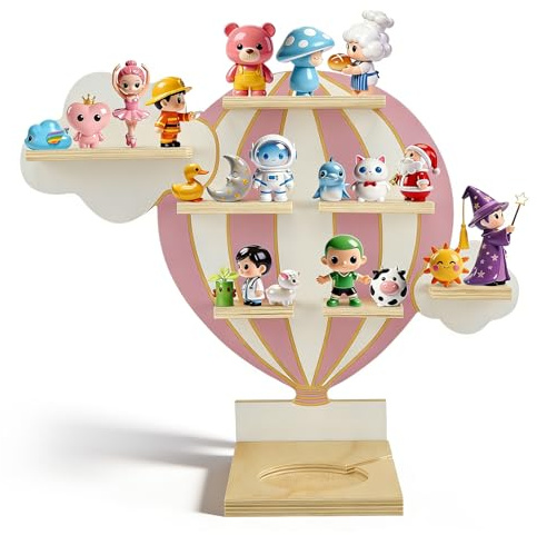 Eirolace Tonie Regal Toniebox Aufbewahrung mit Ablagen und Magnetleisten, Heißluftballon und Wolken Wandregal Standregal Magnetisches für Toniebox und Tonie Figuren