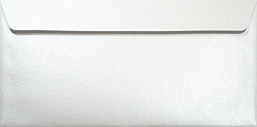 Netuno 25 Briefumschläge Perlmutt-Weiß DIN lang 11x22 cm glänzend und edel | 120g Majestic Marble White · elegante festliche weiße Kuverts für Taufe, Kommunion, Konfirmation & Grußkarten