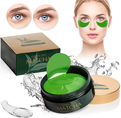 Grönt te Matcha fastare ögonmask, bästa kollagenplåster för fina linjer, rynkor, väskor under ögonen och svullna ögonbehandling, ansiktsanti-aging-gelkuddar, mörka cirklar och trött, saggig hudvård