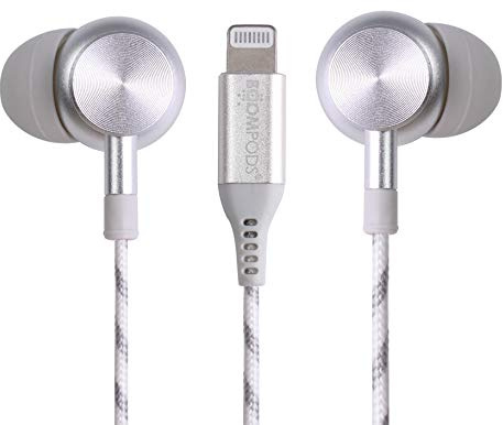 Boompods Digibuds Lightning Earbuds - Apple MFi Certified Wired Ear Buds, Noise Reducing Earphones with Built-In Microphone & Controls, Metal Construction & Braided Cable for iPhone & iPad, Titanium | Apple MFi Certified Wired Ear Buds, Noise Reducing Earphones with Built-In Microphone & Controls, Metal Construction