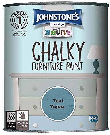 Johnstone's 423262 Chalky Furniture Paint Teal Topaz 0.75 L