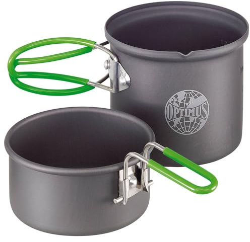 Optimus Terra Solo Kochset – Ultraleichtes 0,6 L Camping Kochgeschirr mit Wärmetauscher & Antihaftbeschichtung | Für 1 Person | 209 g | Aluminium | Kompakt & robust