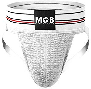 MOB Jockstrap im klassischen Fetisch-Stil für Herren in Weiß, Niedrig, 1 Stück, EU Regular, Athletisch, Baumwolle/Baumwollmischung, Maschinenwäsche