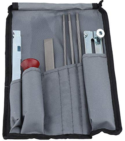 Kit de lime de tronçonneuse ciciglow, 8 pièces de jauge de profondeur de scie à chaîne Trousse d'outils d'affûtage de scie à chaîne en acier et en bois de 19 cm / 7,48 pouces de longueur