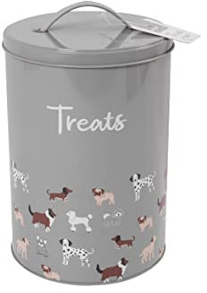 RSW Smart Choice Dog Treat Tin Biscuit Storage Tin Grey Puppy Food Storage Container Jar With Lid (SC1347)