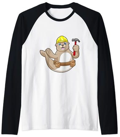 Seehund Zimmermann Hammer Handwerk Raglan